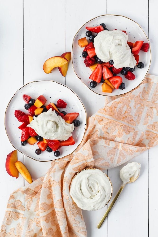 Summer Fruit with Whipped Cream | cookinginmygenes.com