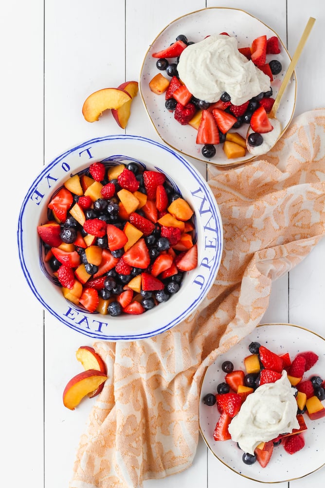 Summer Fruit with Whipped Cream | cookinginmygenes.com