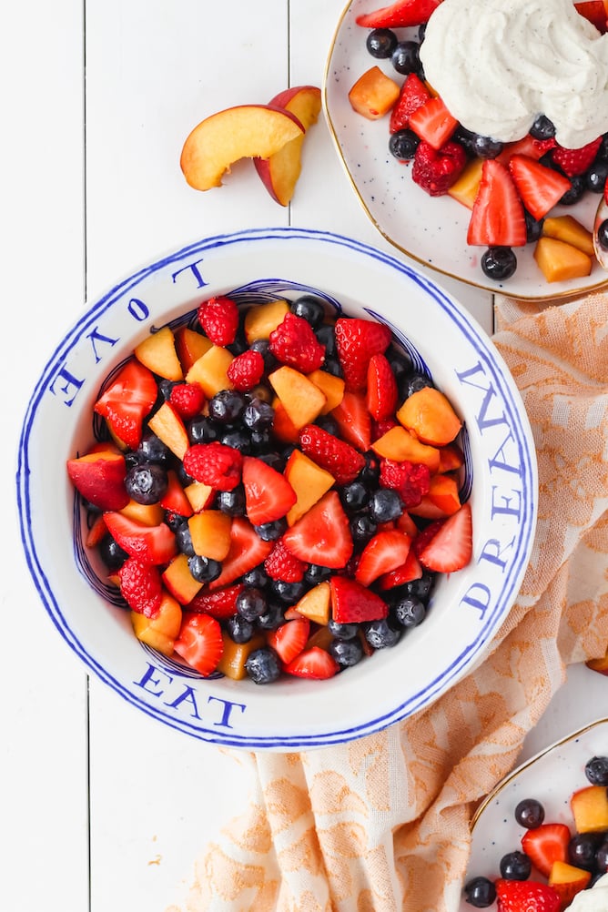 Summer Fruit with Whipped Cream | cookinginmygenes.com