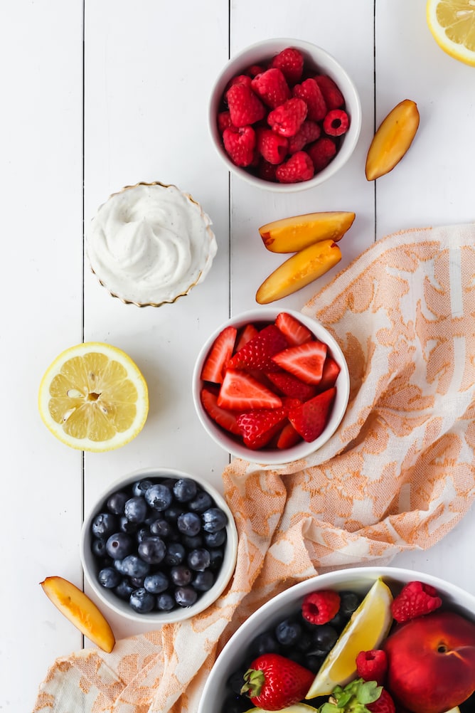 Summer Fruit with Whipped Cream | cookinginmygenes.com