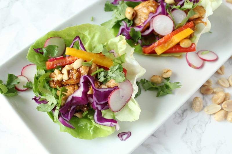 Peanut Chicken Lettuce Wraps l cookinginmygenes.com