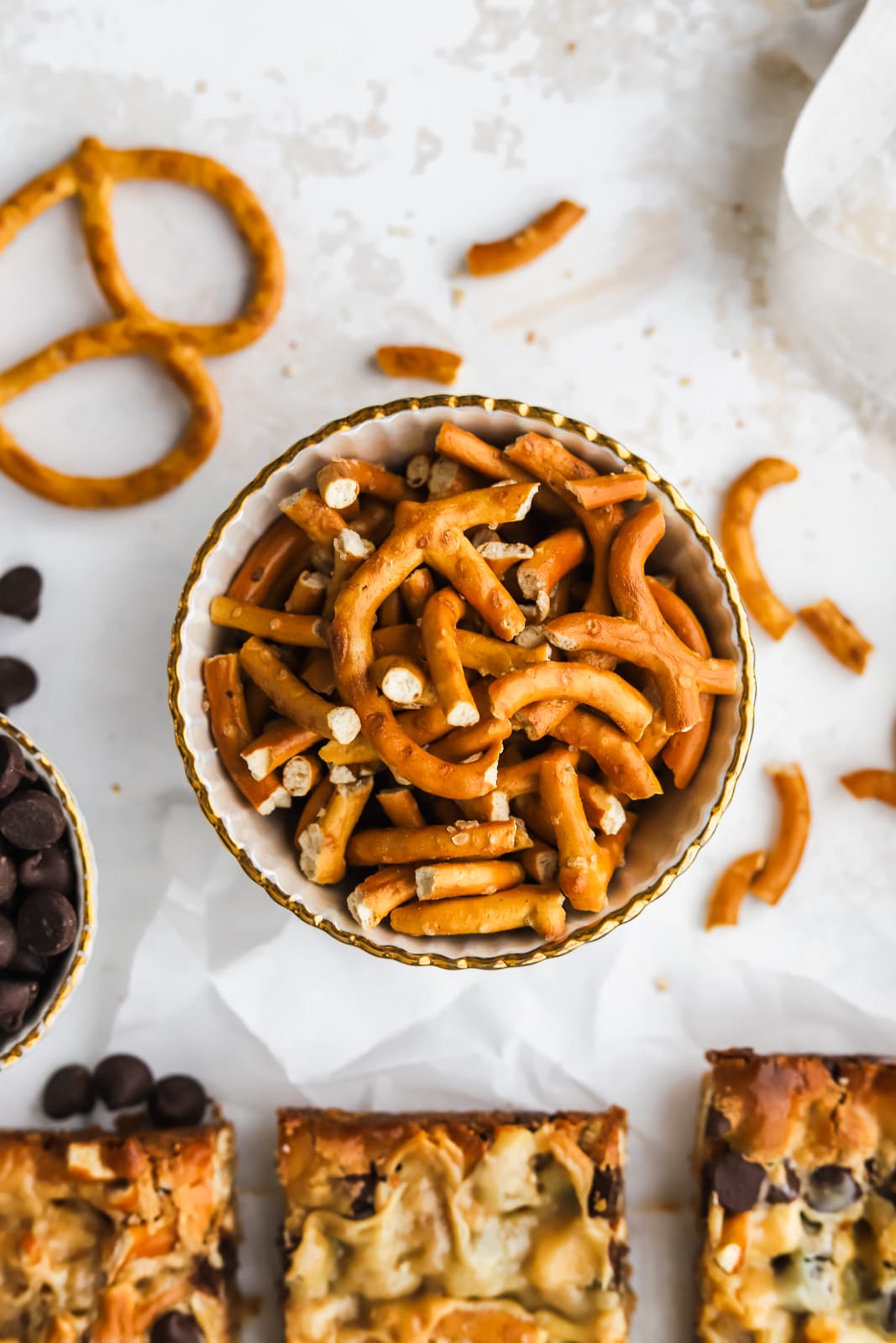 Chewy chocolate pretzel bars are the easiest treat