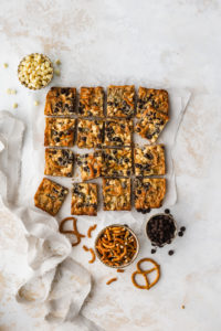 Chewy chocolate pretzel bars are the easiest treat