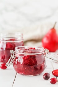 Cranberry Pear Chia Seed Jam | cookinginmygenes.com