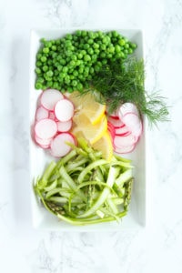 Spring Vegetable Bowl with Lemon and Dill Chicken | cookinginmygenes.com