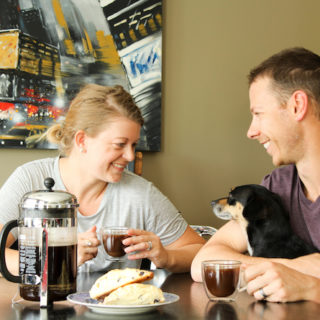 My Perfect Weekend Morning with coffee and Saskatoon Berry Scones | cookinginmygenes.com