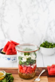Watermelon Mason Jar Salad | cookinginmygenes.com