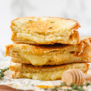 Cheddar and Gruyere Grilled Cheese Sandwich with Honey