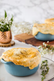 angled closeup of cooked bean pie