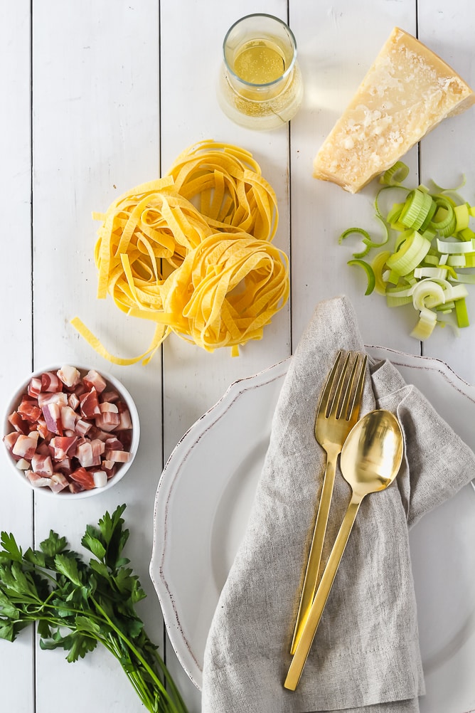 Leek & Pancetta Pasta | cookinginmygenes.com