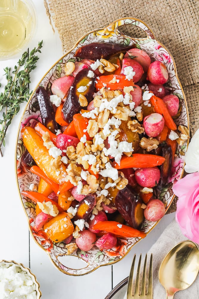 Honey Butter Roasted Carrots & Radishes | cookinginmygenes.com