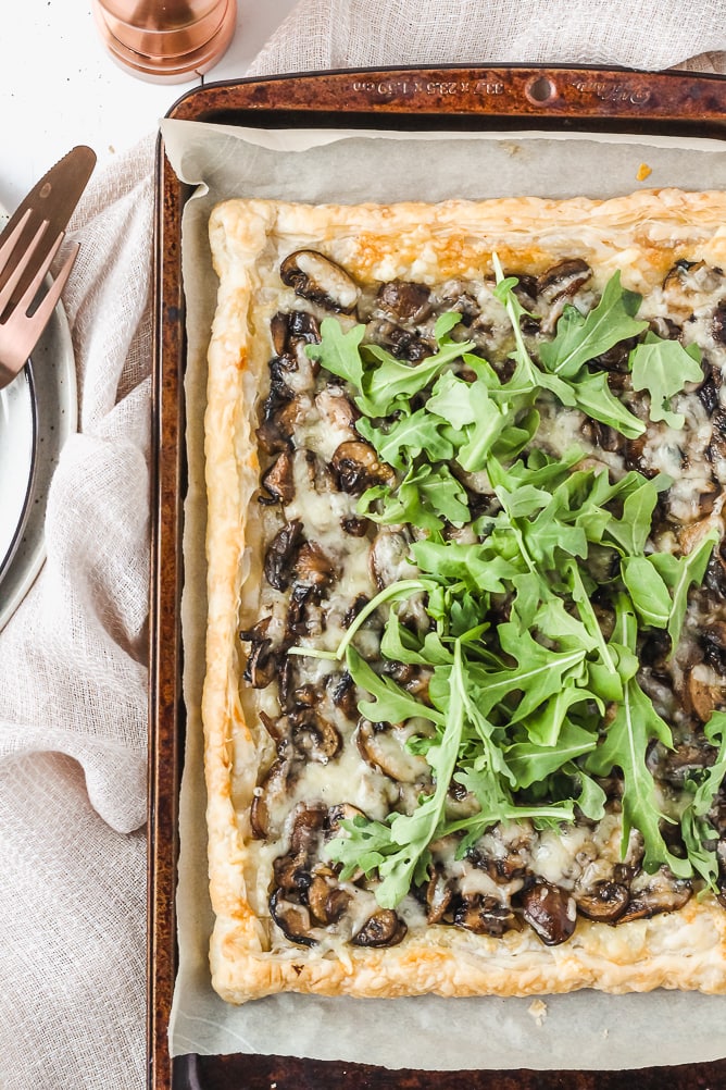 Mushroom Tart with Gruyere Cheese and Arugula