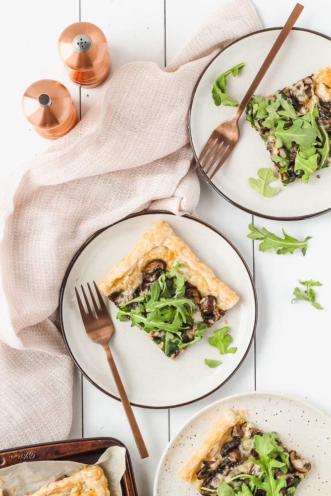 Mushroom Tart with Gruyere Cheese and Arugula