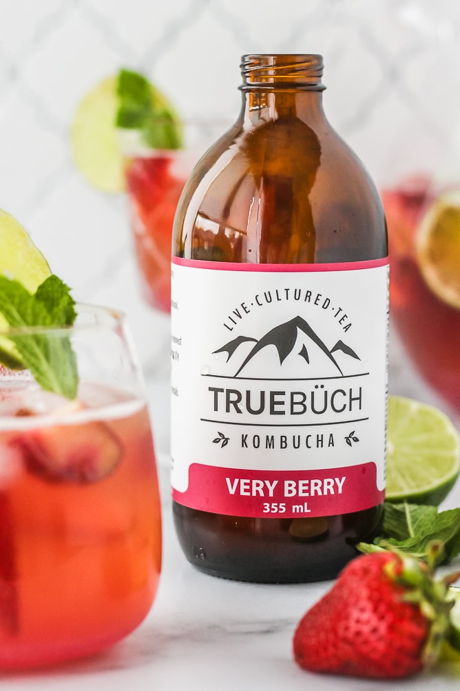 Berry Rhubarb Kombucha Sangria | cookinginmygenes.com