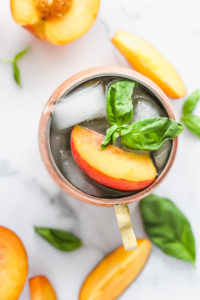 Peach Basil Wine Spritzer | cookinginmygenes.com