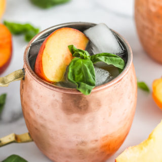 Peach Basil Wine Spritzer | cookinginmygenes.com