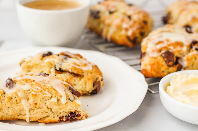 Cranberry Chocolate Scones with Orange Glaze | cookinginmygenes.com