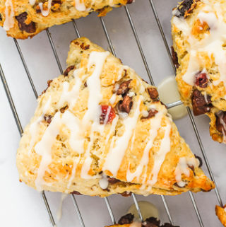 Cranberry Chocolate Scones with Orange Glaze | cookinginmygenes.com
