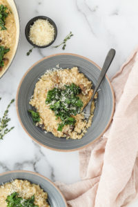 Winter Oven Baked Risotto with Mushrooms & Kale