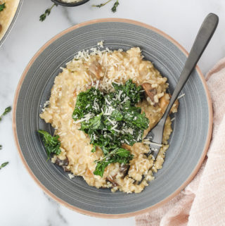 Winter Oven Baked Risotto with Mushrooms & Kale