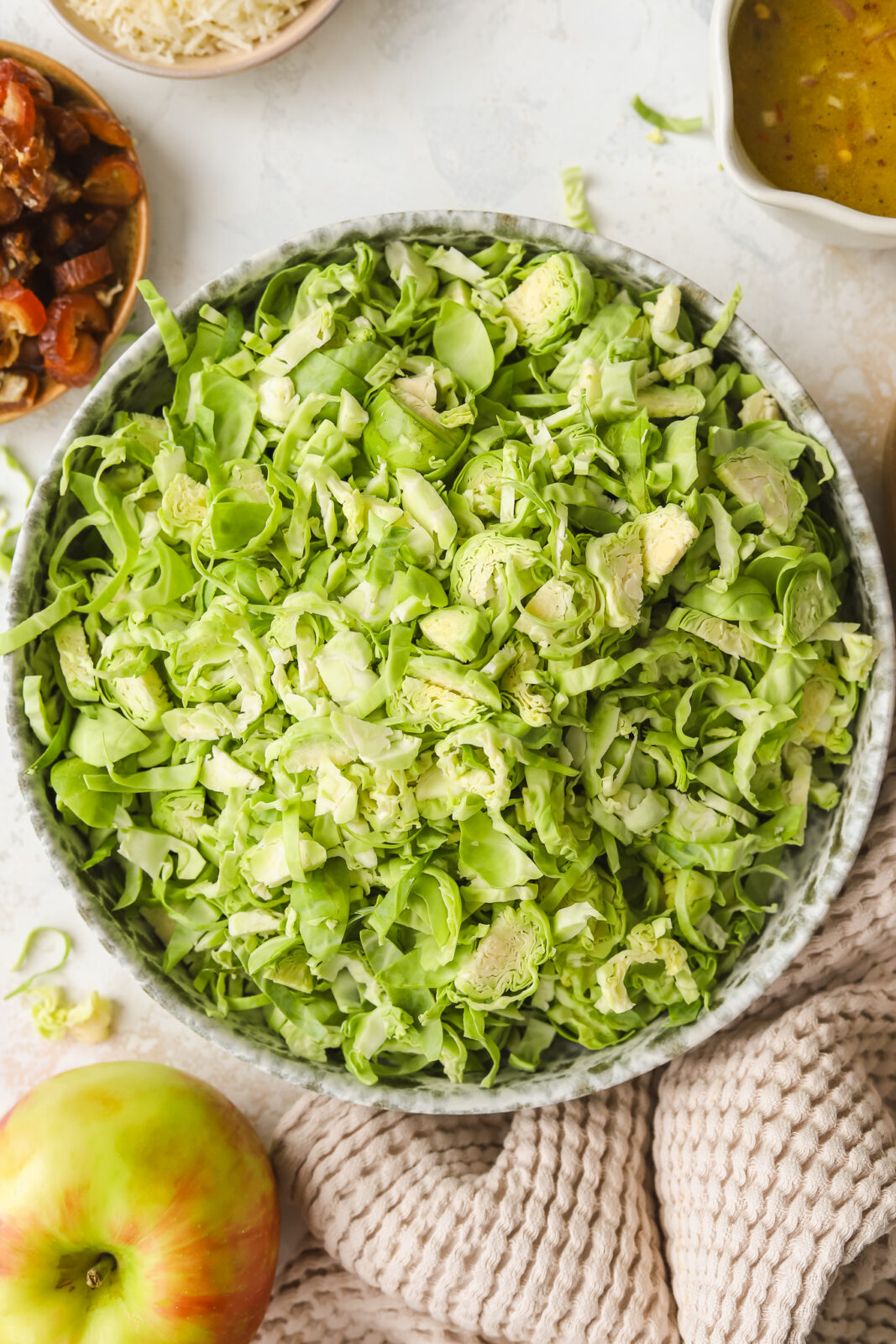 shaved brussels sprouts in a bowl