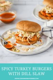 Spicy Turkey Burgers with Dill Slaw