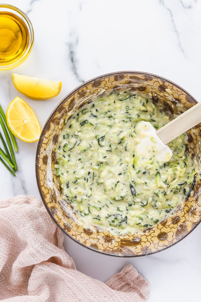 Zucchini Fritters with Garlic Yogurt Dipping Sauce