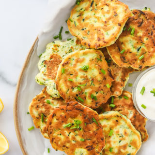 Zucchini Fritters with Garlic Yogurt Dipping Sauce