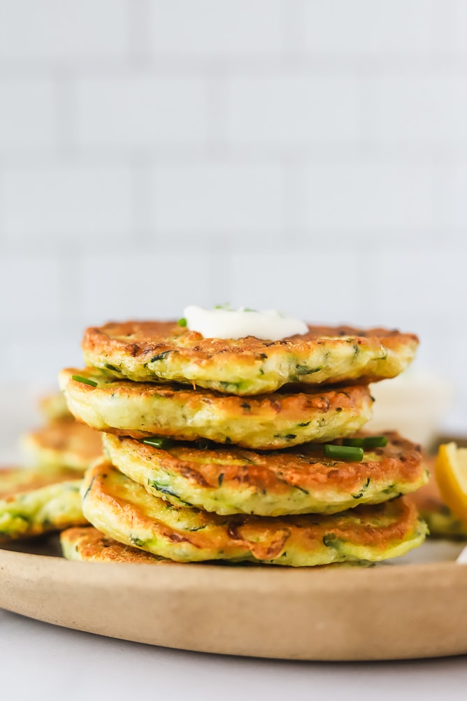 Zucchini Fritters with Garlic Yogurt Dipping Sauce