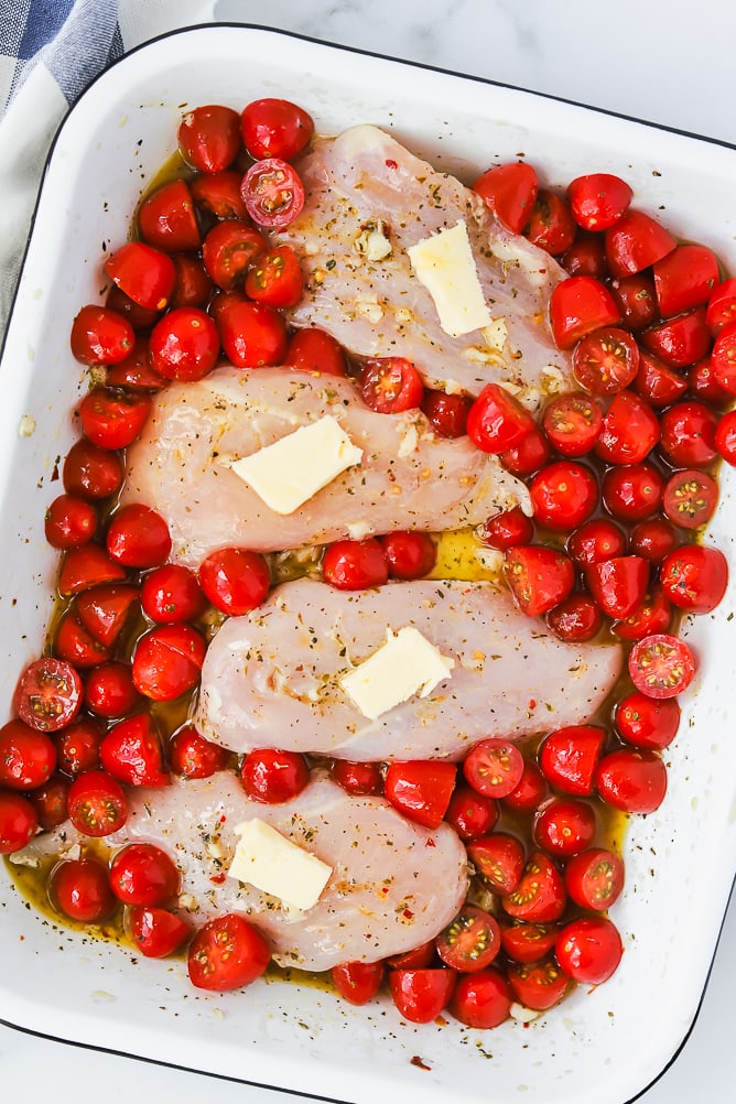 One Pan Baked Chicken with Tomatoes & Oregano