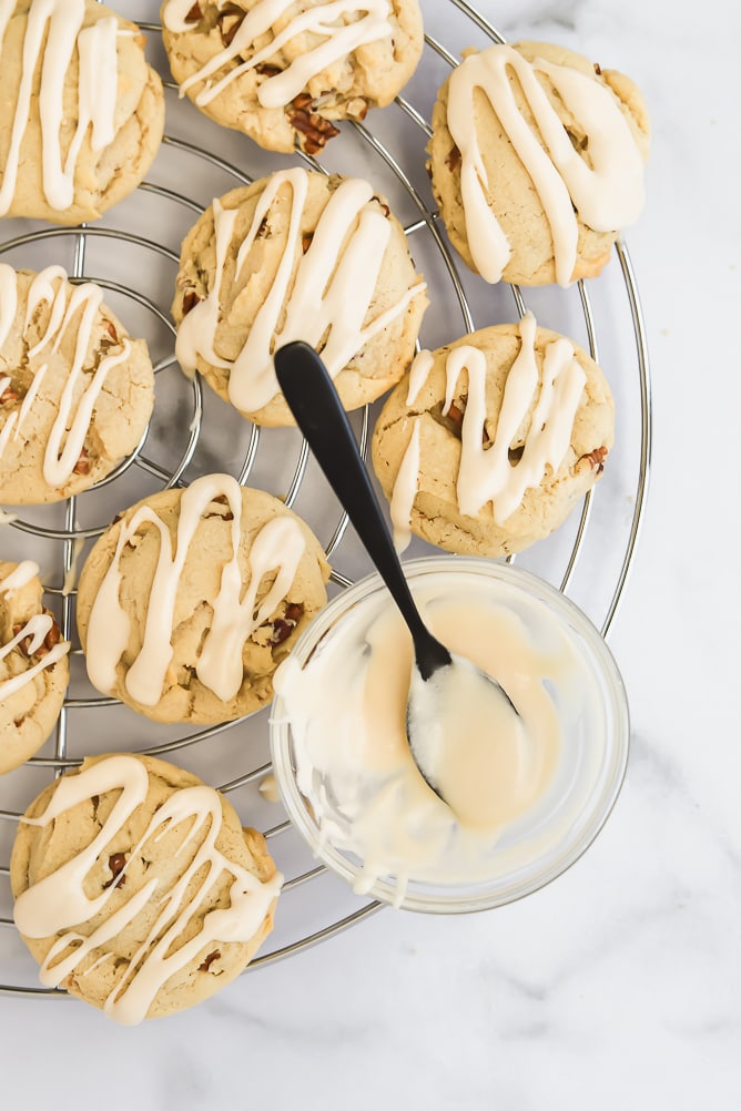Soft Pecan Cookies with Maple Glaze