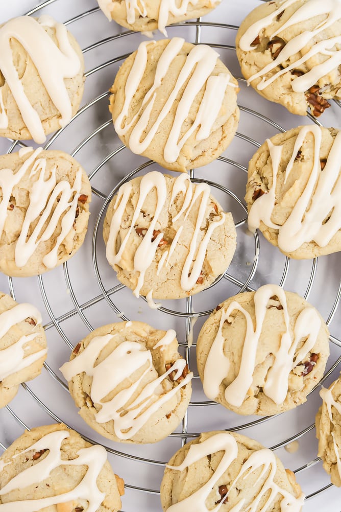 Soft Pecan Cookies with Maple Glaze