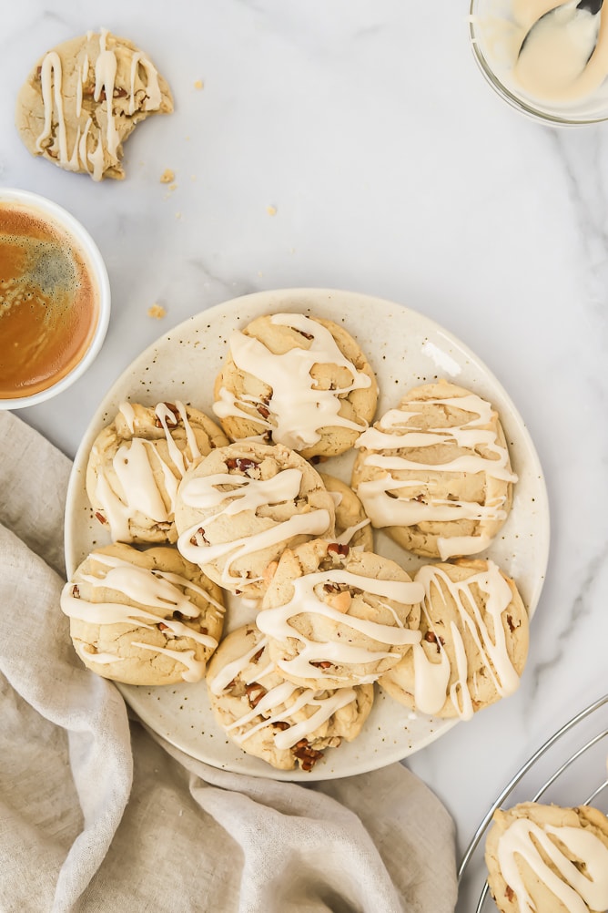 Soft Pecan Cookies with Maple Glaze