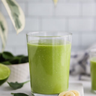 tropical island green smoothie in a cup