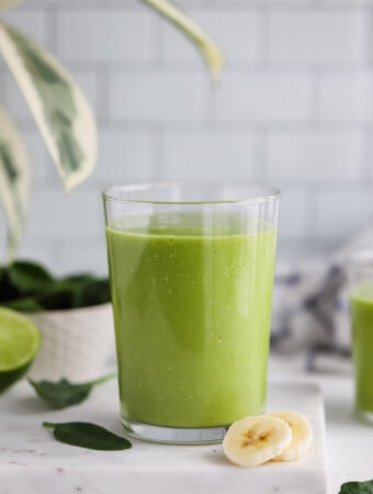 tropical island green smoothie in a cup
