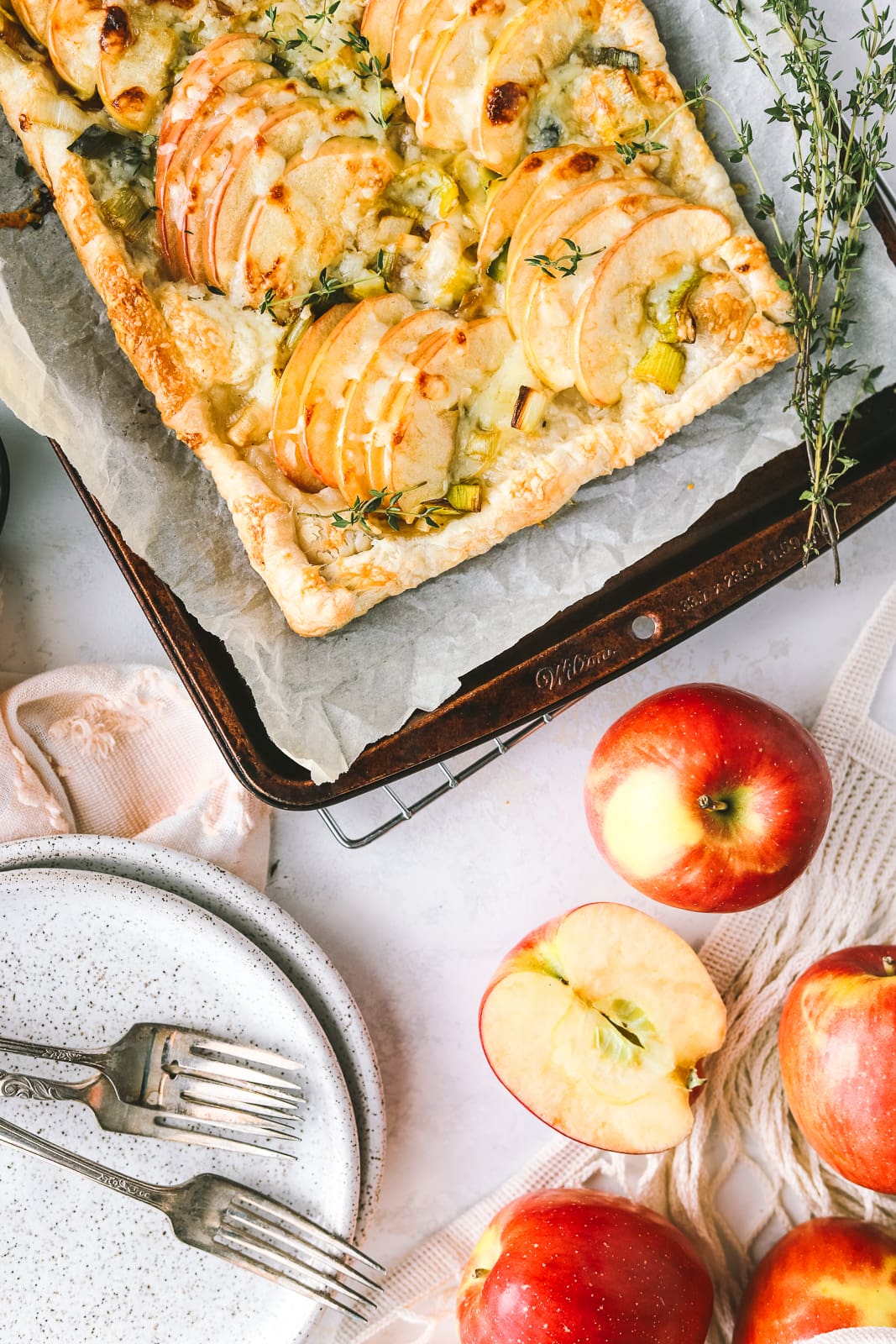 Savoury Apple Cheddar Tart with Leeks