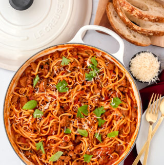 One Pot Spicy Sausage Pasta with Tomato Sauce