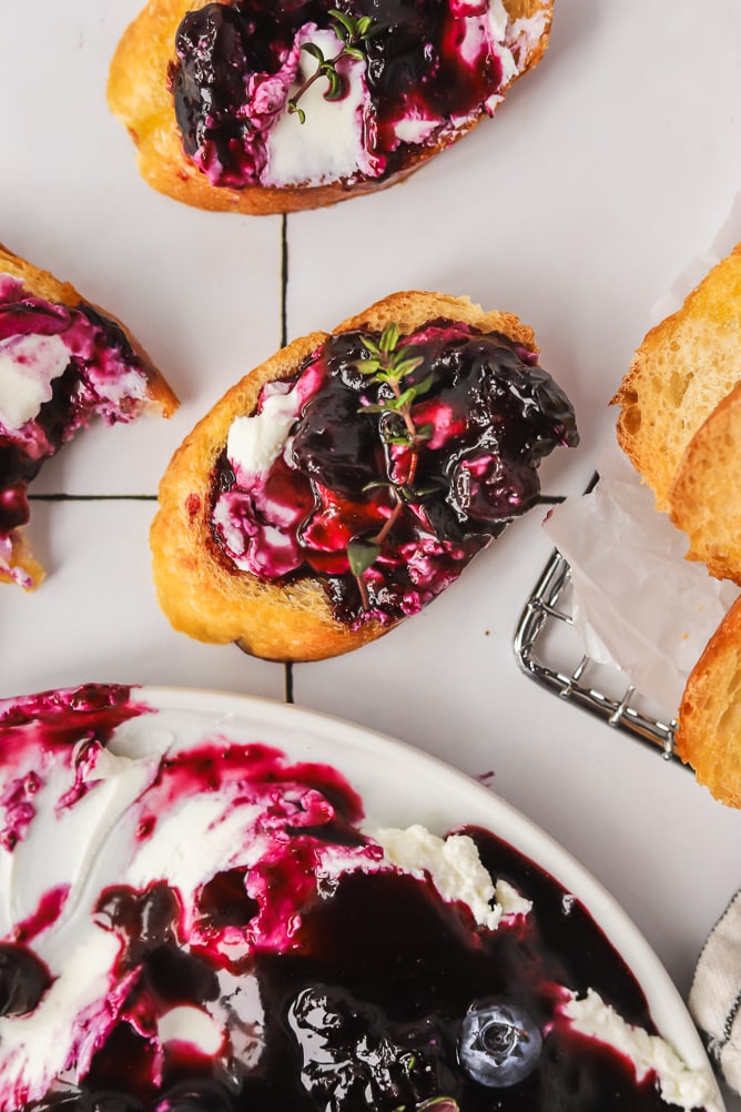 Blueberry Goat Cheese Crostini Appetizer