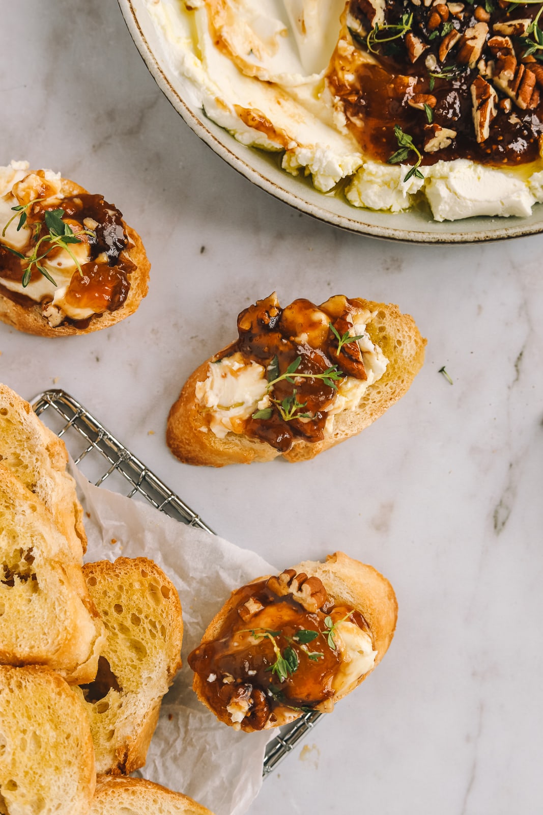 goat cheese dip on crostini