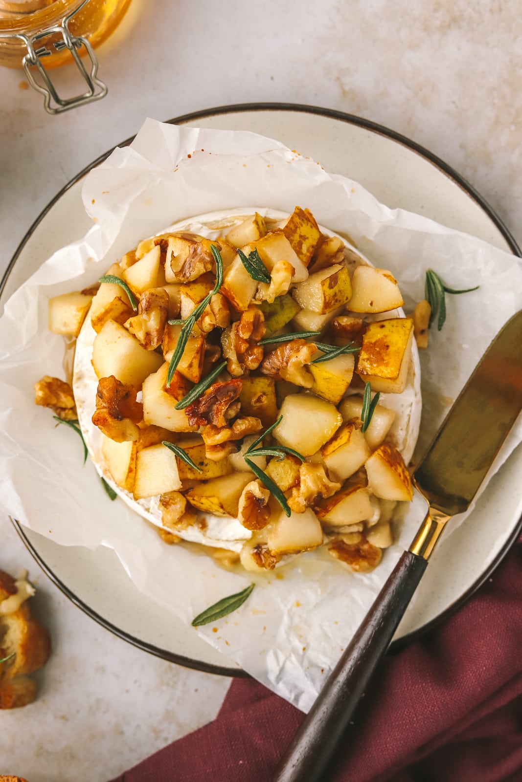 pear and walnut baked brie