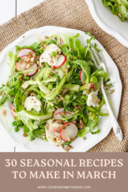Spring greens market salad on a plate