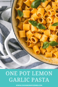 lemon garlic pasta in a large pot