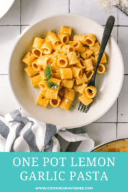 lemon garlic pasta in a bowl