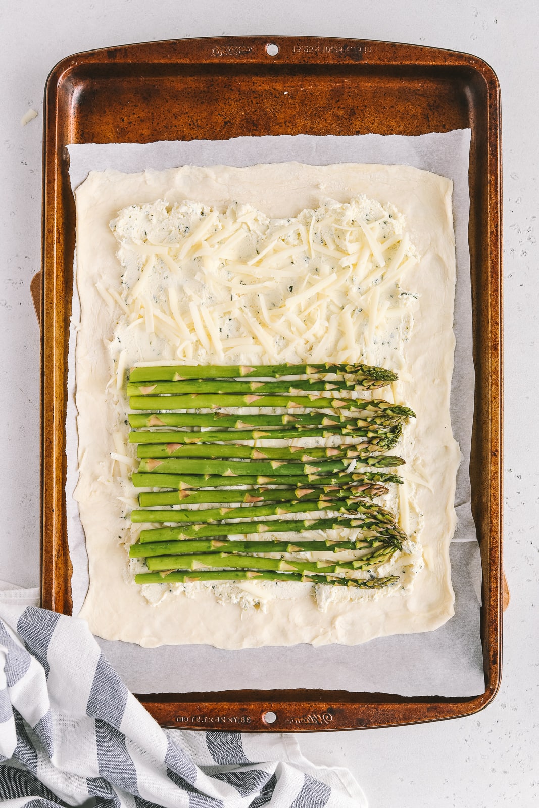 asparagus layered on puff pastry