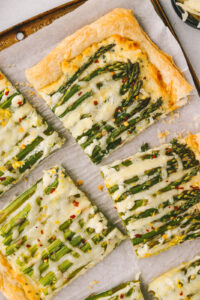 one slice of puff pastry asparagus tart