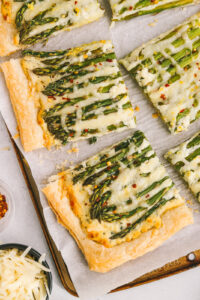 one slice of puff pastry asparagus tart