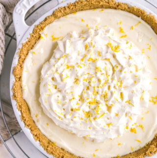 lemon icebox pie topped with whipped cream