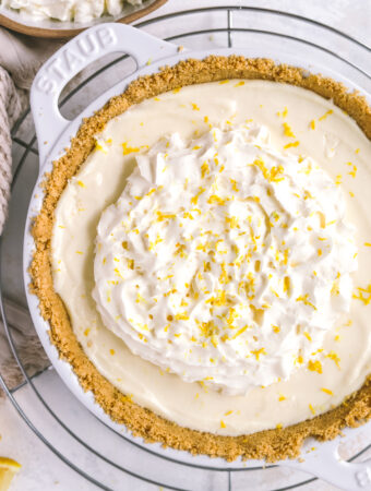 lemon icebox pie topped with whipped cream