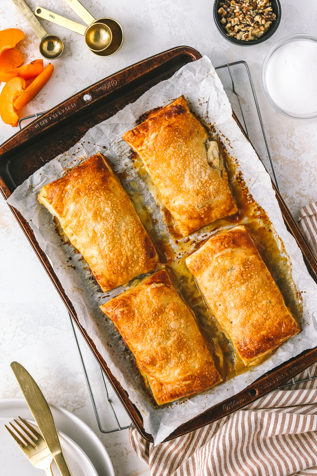 upside down puff pastry dessert just fresh from the oven