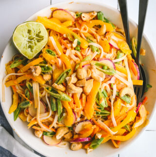 thai noodle salad recipe in a bowl